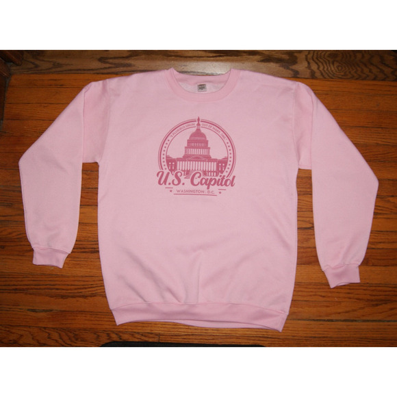 Vintage 90s U.S. Capital Washington D.C. Pink XL Crewneck Sweatshirt USA Made - Picture 2 of 8